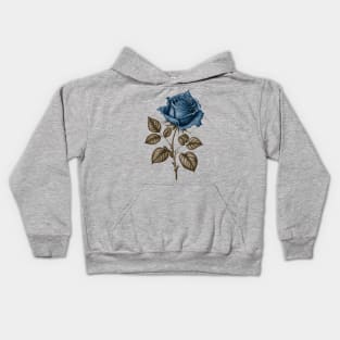 Blue Rose Drawing, Flower Drawing, Gift For Her Kids Hoodie